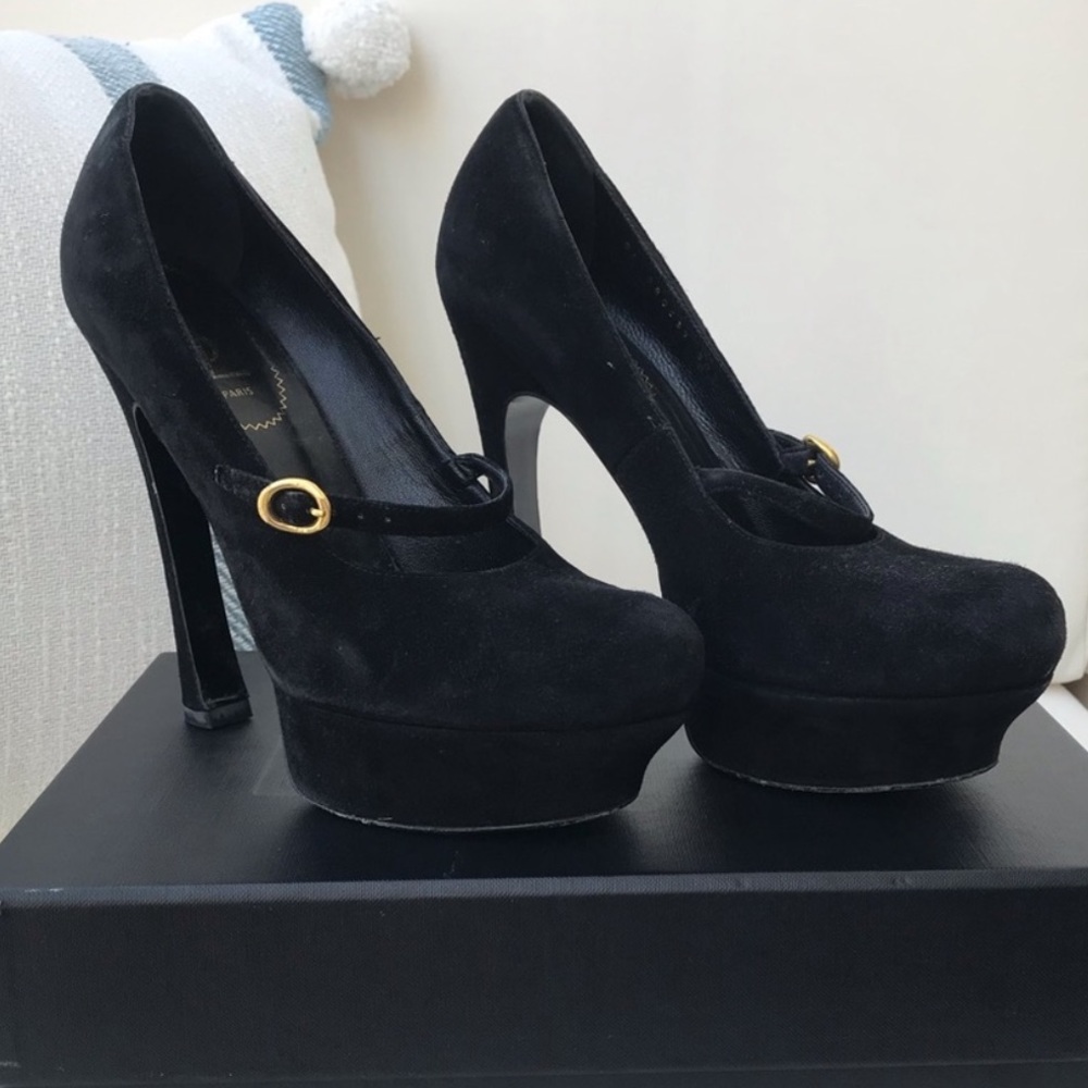 Black Suede Saint Laurent Heels